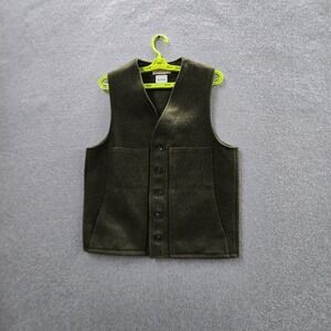 VINTAGE CC Filson Men Vest‎ 38 Green Virgin Wool Mackinaw Outdoor Sleeveless 90s